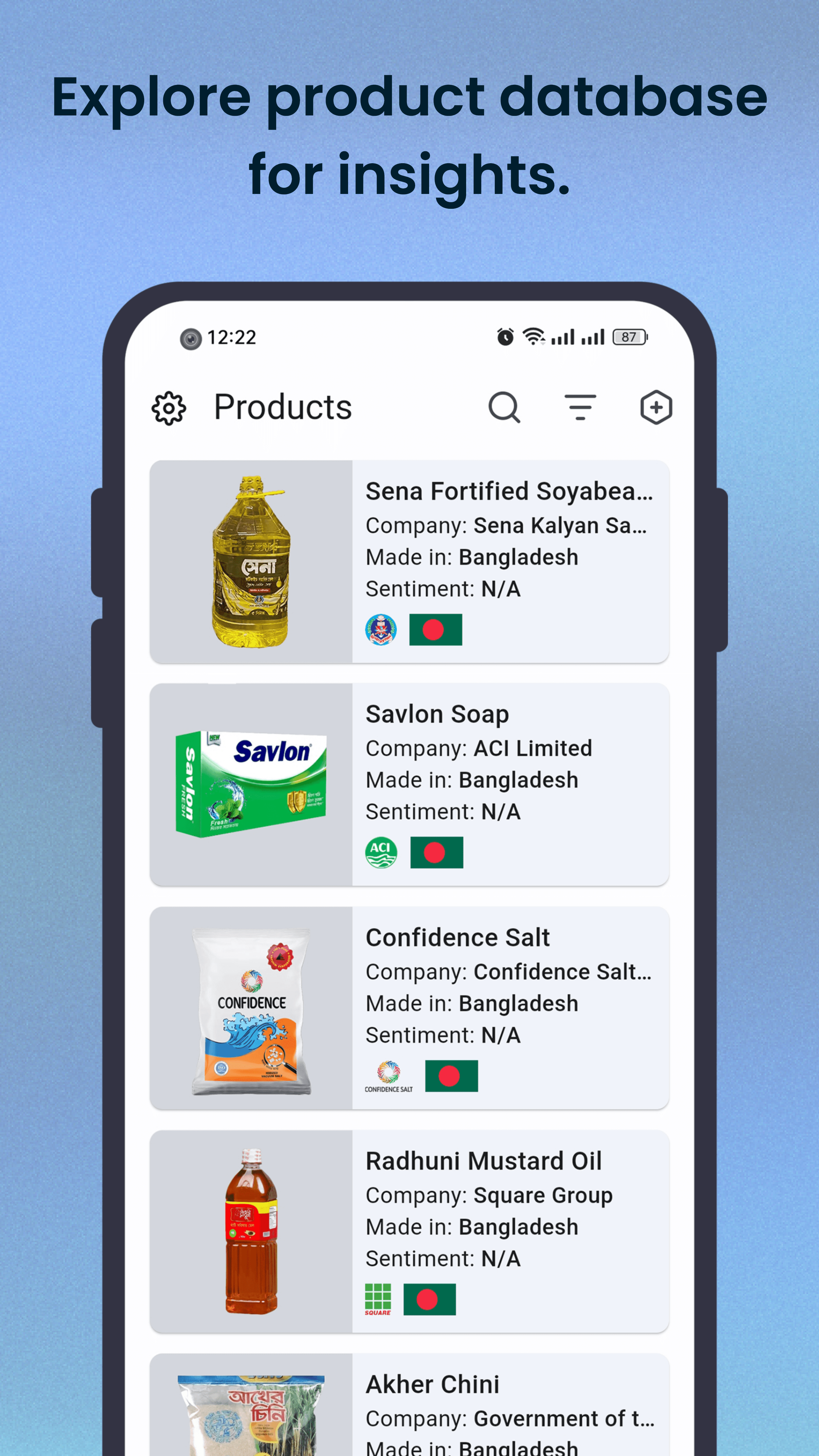 Explore product database for insights.